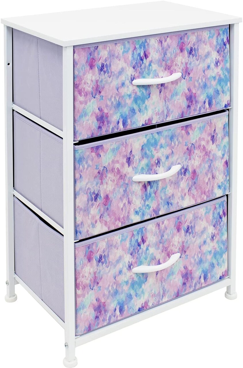 Sorbus Dresser with 3 Drawers - Bedside Furniture & Accent End Table Chest for Home, Bedroom Accessories, Office, College Dorm, Steel Frame, Wood Top, Fabric Drawers